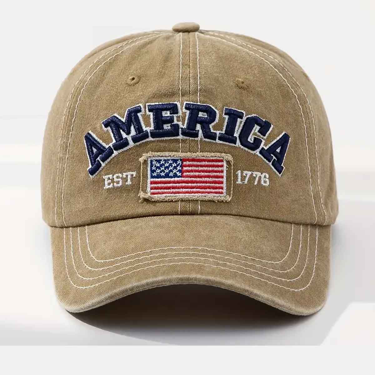 Legend since 1776 USA embroidered Cotton Vintage Washed Distressed Adjustable Khaki Baseball Cap. American Outfitters Patriot Apparel. The American Clothing Company. Patriot Gear USA.