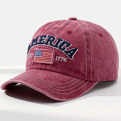 Legend since 1776 USA Cotton Vintage Washed Distressed Adjustable 1776 Burgundy Baseball Cap. American Outfitters Patriot Apparel. The American Clothing Company. Patriot Gear USA.