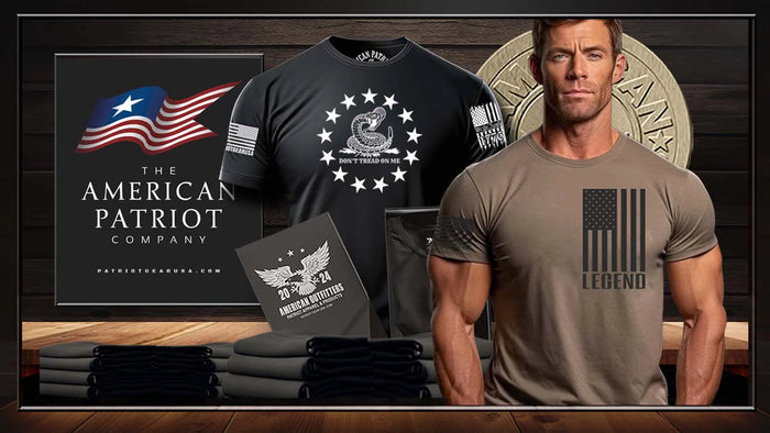 American Patriot wearing Patriot Gear USA Apparel Company Legend Shirt with American Outfitters branding.