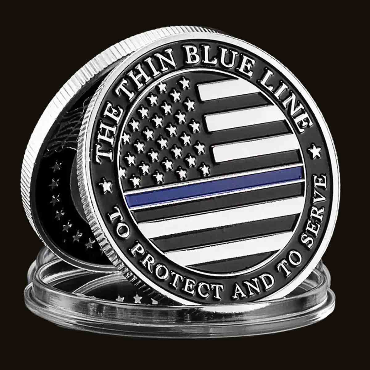 Police Officer Commemorative Challenge Coin. High-quality Silver plating for a stunning shine and durability. Perfect to honor the bravery and sacrifice of police officers. This coin comes in a protective plastic case to preserve its beauty and value. Patriot Gear USA